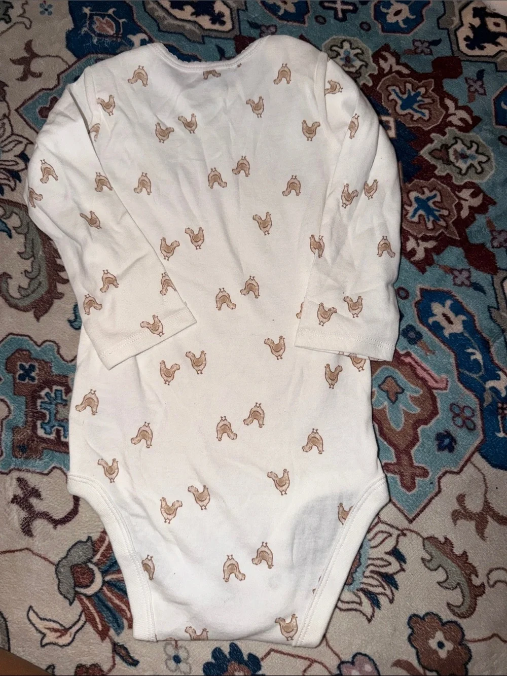 Carter's White Long-Sleeve Chick Print Bodysuit